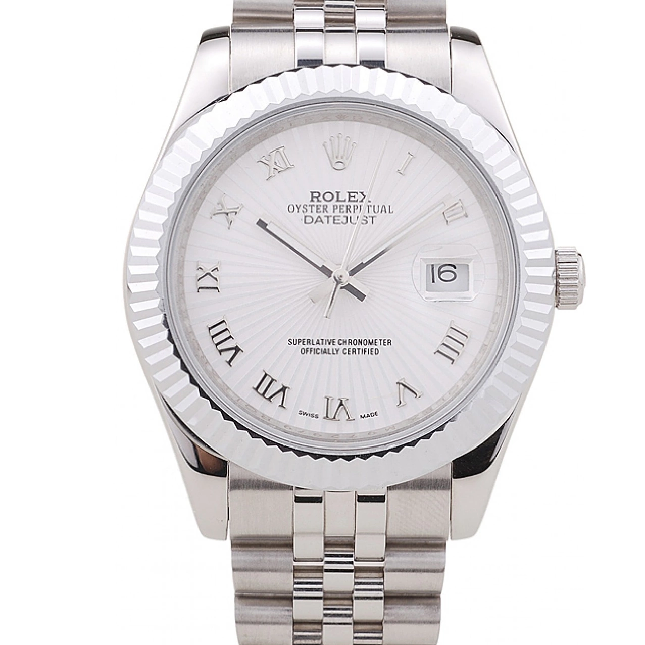 Dial Ribbed Datejust Rolex Radial Bezel 7478 White 0531